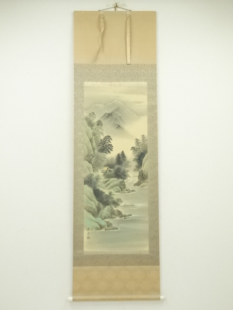 道具 ] - 道具 昴葉筆 彩色山水 肉筆絹本掛軸 | ネットショップ圭